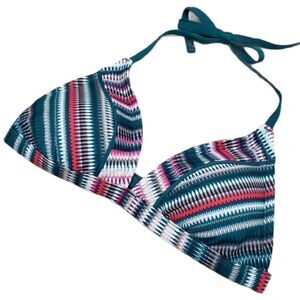 Kona Sol Teal Traingle Halter Bikini Top NWT Small